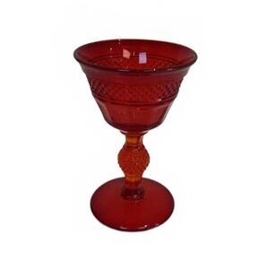Viking Glass Co. Vintage Red Cordial glass with Intricate Pattern